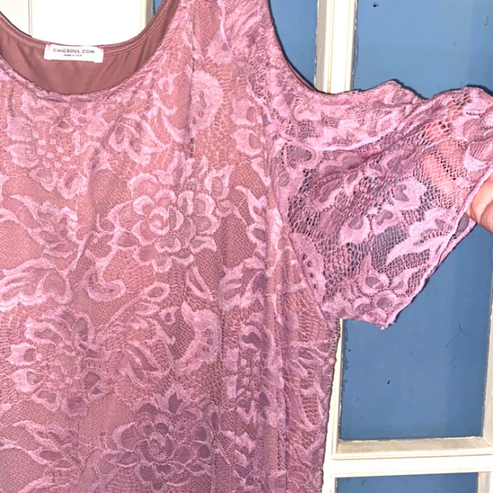 Chic Soul lace cold shoulder dress lilac  size 2x